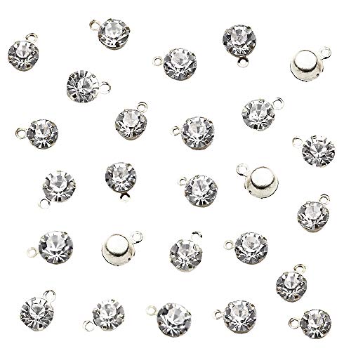 100 Pcs Rhinestone Charm Pendants Birthstone Crystal Women Diamond Dangle Pendant for Earrings Necklace Anklet Bracelet Craftings Crafts DIY Jewelry Making Accessories 0.32" Silver Plated - color: Silver Tone, size: 0.32 inches