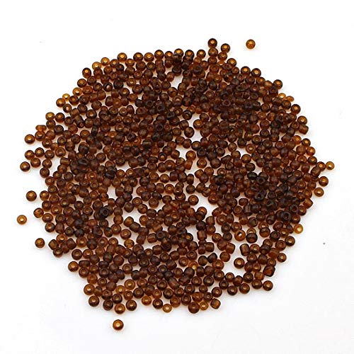 Perlin Glass Seed Beads 3mm 8/0 Round Mini Small Pony Beads 3300pcs for Making Earrings Bracelets Pendants Waist Jewelry DIY Handmade Transparent Color Kit (Dark Brown) - color: Dark Brown
