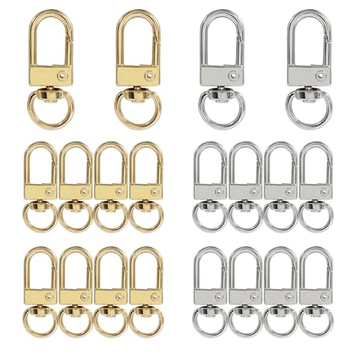 20Pcs Metal Lobster Claw Clasps, Swivel Lanyards Snap Hooks for Jewelry Making, Keychain,Bag Connector(Gold&Silver) - color: gold & silver