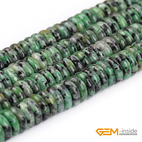 GEM-Inside 2x6mm Natural Green Zoisite Stone Semi-Gemstone Heishi Disc Rondelle Spacer Beads for Jewelry Making Full 15" Strand Energy Stone Healing Power Crystal - color: Green Zoisite
