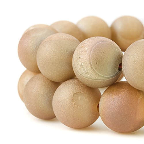 RUBYCA Round Dyed Electroplated Druzy Agate Quartz Crystal Gemstone Beads (1 Strand, Champagne, 6mm) - color: Champagne, size: 6mm