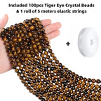 QINJIEJIE 100PCS Yellow Tigers Eye Beads 8mm Natural Stone Beads Round Loose Gemstone Bead for Bracelet Beading Crystal Jewelry Making DIY Necklace Earrings 0.32" - color: Yellow Tigers Eye, size: 100PCS