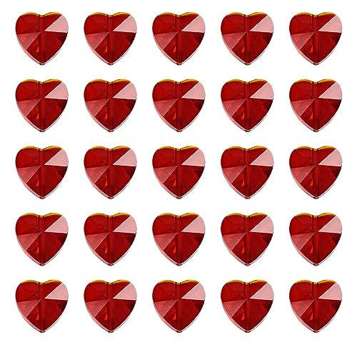 Cheriswelry 100pcs 14mm Red Heart Glass Crystal Beads for DIY Jewelry Making - color: Red