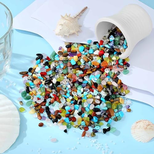 200pcs Natural Chip Stone Beads Gemstone Healing Crystal Loose Rock Bead Irregular Glass Seed Charm Beads Drilled DIY for Jewelry Bracelet Necklace Earrings Making Crafting Supplies (Green Jade 5-8mm) - color: Green Jade