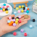 90Pcs 12mm Acrylic Cube Beads Plastic Square Candy Beads Colorful Loose Spacer Cube Bead for DIY Crafts Friendship Bracelet Earring Jewelry Making - color: Mixed Color-Cube