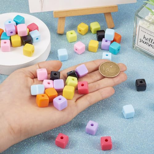 90Pcs 12mm Acrylic Cube Beads Plastic Square Candy Beads Colorful Loose Spacer Cube Bead for DIY Crafts Friendship Bracelet Earring Jewelry Making - color: Mixed Color-Cube