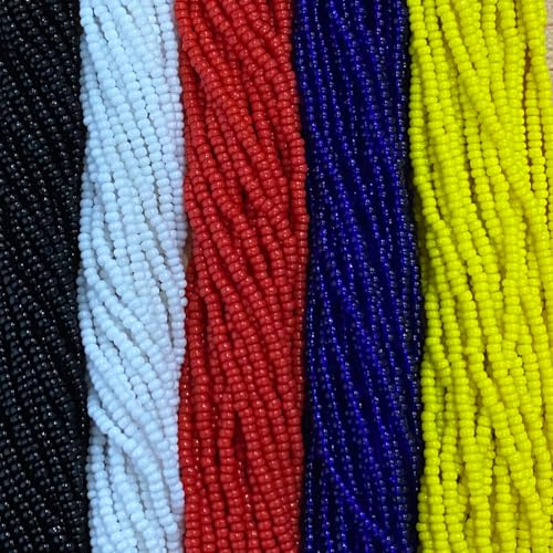 11/0 Glass Seed Beads, 12 String Hanks, Small Craft Beads, 2 mm Total 5 Colors (Set5) - color: Set5