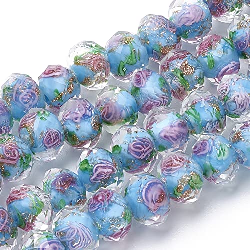 PH PandaHall 70pcs 6~8mm Gold Sand Lampwork Beads Glass Handmade Round Loose Beads for Rosary Making Jewelry Craft Making with 2mm Hole - Deep Sky Blue - color: Deep Sky Blue, size: 8mm
