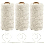 Anvin 984 Feet Cotton Twine Natural Jute Twine Packing Twines Bakers Twine Beige Twine Wrapping Butchers Baking Arts and Crafts Gardening(Pack of 3, 10 Ply 2mm Thick) - color: Beige
