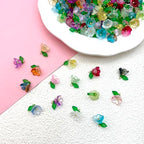 50pcs Glass Pendant Charms - Multicolor Theme Drops for Necklace Craft, Jewelry Making Supplies (Various Styles) - style: Lily Flower 2#