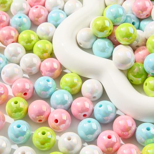 16mm Acrylic Beads 100pcs Chunk Bubblegum Bead Beads for Pens for Necklace Jewelry Bracelets DIY Crafts Making (greenpink) - color: greenpink