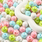 16mm Acrylic Beads 100pcs Chunk Bubblegum Bead Beads for Pens for Necklace Jewelry Bracelets DIY Crafts Making (greenpink) - color: greenpink