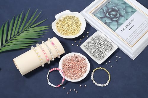 XIANNVXI 500Pcs Square Spacer Beads for Jewelry Making - Smooth Loose Beads for DIY Bracelets & Necklaces (Gold, Silver, Rose Gold) - color: Square spaced beads 3 colors
