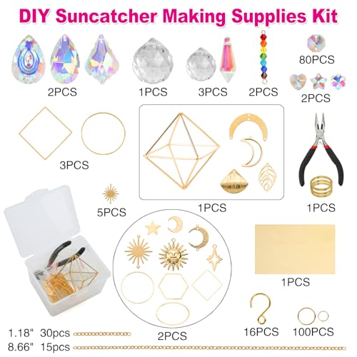 DIY Suncatchers, 400 pcs Sun Catchers Making Supplies Kit Art and Crafts for Adults Prism Hanging Decorative Suncatcher with Crystals Rainbow Maker for Indoor Windows Office Home Decor