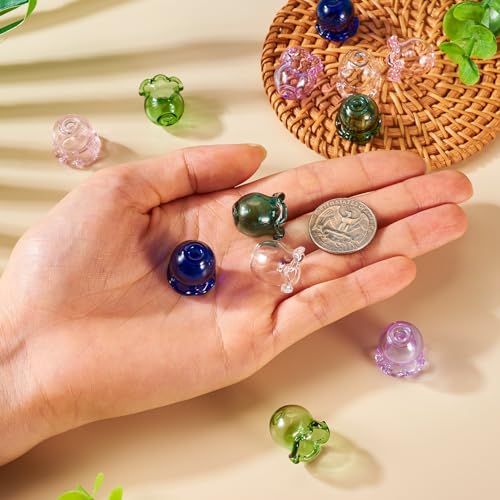 FASHEWELRY 12Pcs Glass Wind Bell Beads - 6 Colors Transparent Glass Fishing Jellyfish Trumpet Flower Beads Caps for Wind Chimes Craft Jewelry Making - color: 6 Colors Trumpet Wind Bell Beads