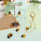 Pandahall 5Pcs Handmade 3D Bees Lampwork Glass Beads Insect Theme Yellow Honeybee Bumblebee Loose Spacer Beads for Summer Boho Hawaii DIY Jewelry Making, Hole: 1.2-1.4mm