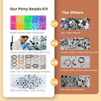 Gionlion 1000PCS Pony Beads Bulk Bracelet Making Kit, 24 Colors Kandi Beads for Bracelets and Jewelry Making, Letter Beads and Charms for DIY Hair Braiding, Craft and Gift for Girls