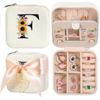 AYGXU Travel Jewelry Box for Women and Girls - Small Case With Initial A-Z - Teacher Gifts - color: white, size: F