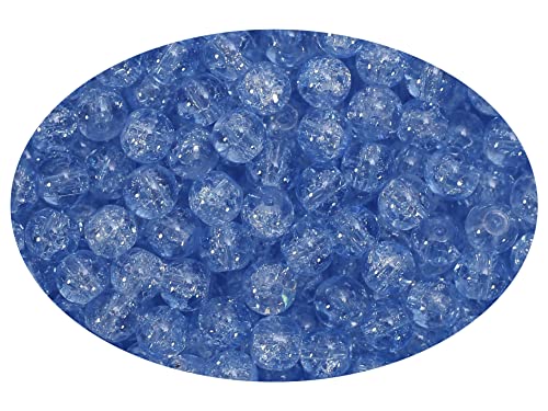 1050pcs Blue Crackle Glass Beads Handcrafted Round Lampwork Smooth Loose Beads for Bracelet & DIY Jewelry Making 6mm - color: blue#08, size: 6mm