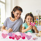 BeYumi DIY Bracelet Craft Kit - 24 Pack Mother's Day LOVE Letter Beads Bracelets with Heart Greeting Cards and Bags Thankful Craft Kit to Mother Grandma School Classroom Party Fun Activities Ages 6-12 - style: LOVE