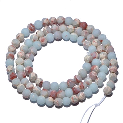 AD Beads Beautiful Natural Matte Gemstone Round Spacer Loose Beads 4-12mm (4mm, 14 Matte Sediment Jasper) - color: 14 Matte Sediment Jasper, size: 4mm