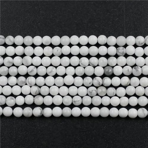 MJDCB 320pcs Natural Small Stone Beads 2mm White Howlite Round Smooth Loose Gemstone Bead for Jewelry Making Bracelets Earrings Necklaces Accessories - color: Howlite