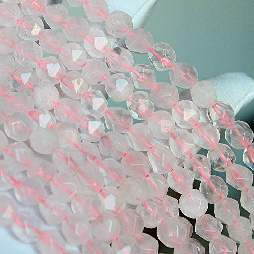 MJDCB Best Sellers Natural Stone Beads Faceted Polygon Rose Quartz Crystal Energy Stone Healing Power for Jewelry Making(8mm) - color: Rose Quartz