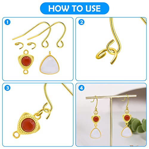 1800Pcs 6 Colors Earring Hooks Set for Jewelry Making,French Hook Earrings Findings Hypoallergenic Ear Wires Fish Hooks with Jump Rings and Earring Backs for DIY Earrings Making Supplies Kit - color: 1800Pcs Gold,Silver,K Gold,White K,Ancient Cyan,Gun Bla