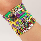 Twinfree Bohemia Beaded Bracelet for Women, Polymer Clay Stretch Bracelets - color: color 47