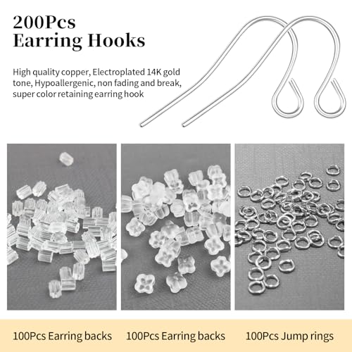 Silver Earring Hooks, 500PCS Earring Findings for Jewelry Making Hypoallergenic Ear Wires Fish Hook for DIY Earrings Bulk Pack - color: A style-Silver Simple Earring Wire