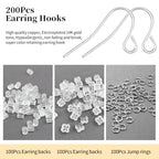 Silver Earring Hooks, 500PCS Earring Findings for Jewelry Making Hypoallergenic Ear Wires Fish Hook for DIY Earrings Bulk Pack - color: A style-Silver Simple Earring Wire