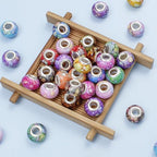 PIPITREE 200PCS Acrylic Beads 9 * 14mm Focal Beads for Pens Acrylic Flat Bulk Bead Ceramic Style Mixed Color 6mm Large Hole Bead for Keychains Beadable Pens DIY Crafts Jewelry Making & Gift Giving - color: Ceramic Style