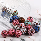 15Pcs Acrylic Beads Round 16mm Leopard Print Fit for DIY Jewelry Bracelet Necklace Keychain Beadable Pens Mobile Phone Chain Making Cute (Leopard Print-Mixed Color) - color: Leopard Print-Mixed color