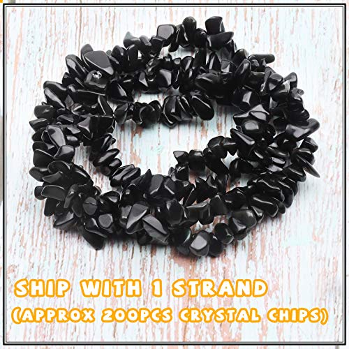 500 pcs Natural Chip Stone Beads, Black Obsidian Onyx 5-8 mm Irregular Gemstones Healing Crystal Loose Rocks Bead Hole Drilled for Jewelry Making Bracelet - color: Black Obsidian Onyx