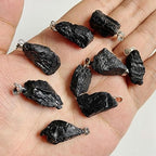 10pcs Irregular Raw Natural Black Agate Rock Stone Pendant Healing Crystal Chakra Gemstone Charm for Jewelry Making DIY Necklace Earrings Accessories Reiki - color: Black Agate