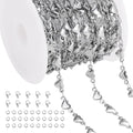 Jabogrii 13 Feet Silver Stainless Steel Jewelry Making Chains Bulk Handmade Heart Chain for Jewelry Making - color: Heart Silver