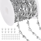 Jabogrii 13 Feet Silver Stainless Steel Jewelry Making Chains Bulk Handmade Heart Chain for Jewelry Making - color: Heart Silver