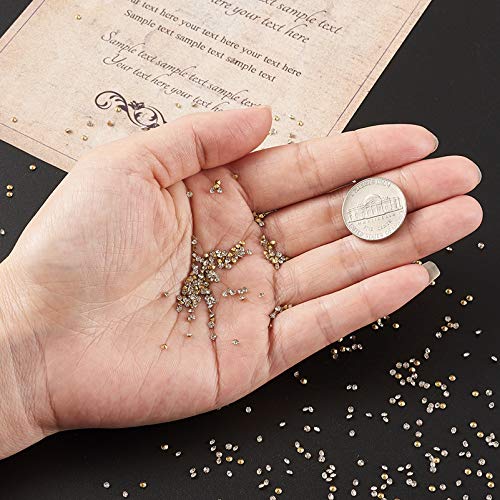 Fashewelry 2mm Pointed Back Clear Glass Rhinestone 1440Pcs Faceted Diamond Loose Stone with Golden Back Mini Crystal Diamante Gems for Nail Art Craft Replacing Jewelry - color: Clear, Golden Back, size: 2mm-glass