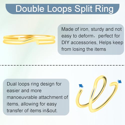 100pcs 8mm Tiny Split Ring for Jewelry Making, Double Loops Round Split Jump Rings Necklaces Bracelets Earrings Metal Mini Key Rings DIY Craft - color: 8mm Outter Dia.;6.4mm Inside Dia. Gold