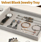 12 Pcs Velvet Jewelry Tray, Blank Stackable Drawers Organizer, Jewelry Display Tray for Beads Bracelets Necklaces Earrings Storage (Gray) - color: Gray