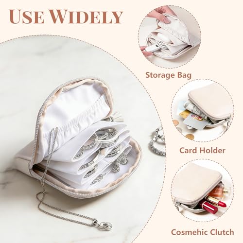Small Jewelry Travel Case with Zipper,Jewelry Pouch Bags for Women,Velvet Jewelry Organizer Storage Bag for Bracelet Rings Earring Travel Essentials Gifts