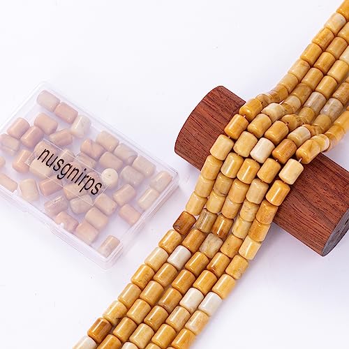 Natural Yellow Jade Cylinder Tube Beads 10x14mm 38cm/str Loose Semi Gemstone Stone Beads for Making Bracelets Necklace - color: Yellow Jade