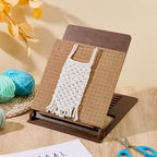 PH PandaHall Desk Macrame Stand Wooden Macrame Kit Foldable Holder Adjustable Stand Portable Rack for Knnitting Room Beading DIY Handicrafts 10.8x8.8.5 Inch, Brown