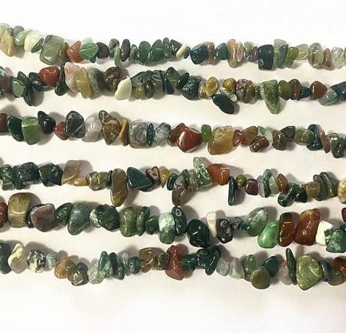 HAAMIIQII 5-8mm Natural Indian Agate Chips Beads Irregular Chip Stones Loose Gemstone Beads Energy Healing Beads for Jewelry Making Strand 30 Inch - color: Indian Agate
