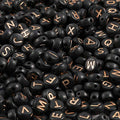 Yochus 1000pcs Black Round Acrylic Alphabet Beads 4x7mm Rose Gold Letter A-Z Beads for Jewelry Making and DIY Bracelets, Necklaces, Key Chains - color: Black/Rose Gold, size: 4x7mm