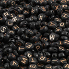 Yochus 1000pcs Black Round Acrylic Alphabet Beads 4x7mm Rose Gold Letter A-Z Beads for Jewelry Making and DIY Bracelets, Necklaces, Key Chains - color: Black/Rose Gold, size: 4x7mm