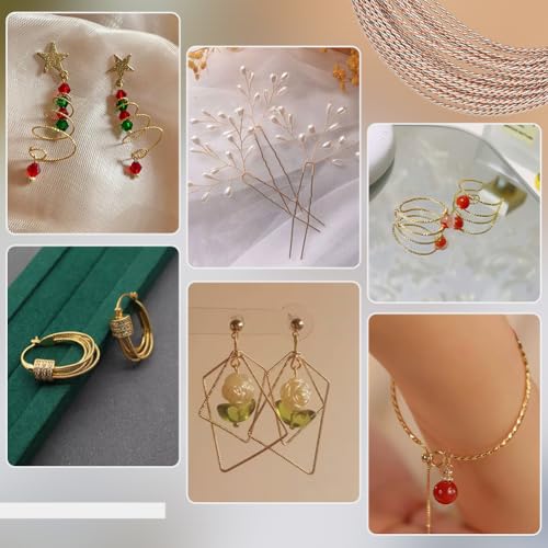 BENECREAT 19.7Ft Round Twist Jewelry Wire, 20 Gauge Tarnish Resistant Brass Craft Wire for Necklace Bracelet Making and Handmade Project, Rose Gold & Platinum - color: Rose Gold