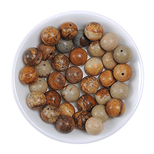 Natural Stone Beads 4mm Picture Jasper Gemstone Round Loose Beads Crystal Energy Stone Healing Power for Jewelry Making DIY,1 Strand 15" - color: Picture Jasper, size: 4MM