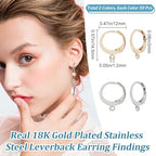 Beebeecraft 1 Box 100Pcs Leverback Earring Findings 18K Gold Plated Stainless Steel Huggie Hoop French Earring Hooks Ear Wire Clasp Clip Dangle for Jewelry Making DIY Findings - color: 100Pcs 18K Gold Platd 304 Stainless Steel #5