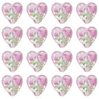 1 Box 20PCS Pink Heart Lampwork Beads Rose Flower Handmade Transparent Flat Glass Clear Floral Spring Garden Loose Spacer Bead Bulk for Jewelry Making Valentine's Day Bracelet Craft Supply